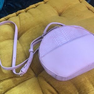 Mauve crocodile print crossbody bag